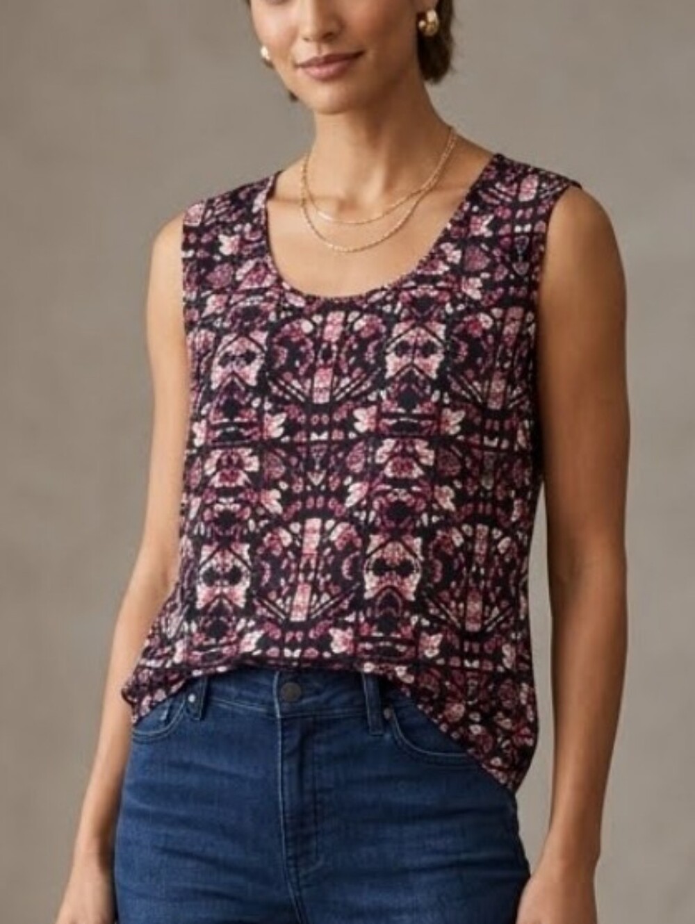 Pure Energy Sleeveless Abstract Geometric Floral Print Women’s Top Blouse